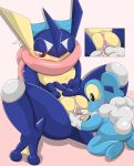  amphibian anthro blush clitoris female fingering froakie greninja nintendo pok&eacute;mon pok&eacute;mon_(species) pussy red_eyes spread_pussy spreading tagme tongue tongue_out type video_games 