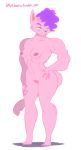  2016 anthro areola breasts cat digital_media_(artwork) feline female fur green_eyes hair hand_on_hip hand_on_thigh lipstick makeup mammal muscular muscular_female nipples nude pink_fur pussy short_hair smutbooru solo standing thick_thighs wide_hips 