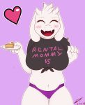  anthro big_breasts blush breasts clothed clothing daddy_pone female food mature_female navel panties solo toriel undertale underwear video_games 
