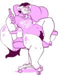  anthro bottle bottomless chair claws clothed clothing collar dipstick_tail drunk ear_piercing facial_piercing featureless_crotch female jintonic mammal multicolored_tail mustelid nose_piercing piercing pubes slightly_chubby smile solo toe_claws 