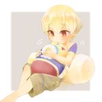  blonde_hair blush child child_gilgamesh fate/grand_order fate_(series) male_focus motion_lines pillow qaz50193 red_eyes solo younger 