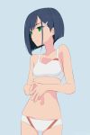  akagi_(fmttps) bare_shoulders black_hair breasts collarbone darling_in_the_franxx green_eyes hair_ornament hairclip highres ichigo_(darling_in_the_franxx) navel short_hair small_breasts solo swimsuit 