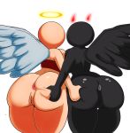  2018 angel anus big_butt butt butt_grab demon demon_horns duo faceless female female/female halo hand_on_butt huge_butt humanoid not_furry oddrich pussy rear_view scrabble007ex simple_background the_binding_of_isaac thick_thighs wings 