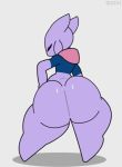  2018 alien animated beri_(sqoon) big_butt bottomless bouncing_butt butt clothed clothing eyes_closed girly huge_butt humanoid looking_back male not_furry puwa simple_background solo sqoon thick_thighs voluptuous wide_hips 