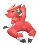  3_toes anus balls butt claws digimon headphones looking_at_viewer male penis presenting shoutmon simple_background solo toes white_background z0rgy 