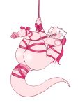  bdsm blush bondage bound hair hooves humanoid imp looking_at_viewer male mr.pink pwink ribbons slightly_chubby solo thick_thighs 
