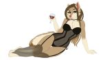  alcohol anthro beverage bra breasts canine choker clothing ei-ka female garter lingerie looking_at_viewer mammal smile solo thigh_gap underwear wide_hips wine 