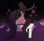  2018 anthro butt digital_media_(artwork) female lizard looking_at_viewer mammal nintendo not_safe_for_reality nude pok&eacute;mon pok&eacute;mon_(species) pussy reptile salazzle scalie sitting smile solo tongue video_games 