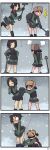  &gt;_&lt; 2girls 4koma :o alina_(girls_und_panzer) anger_vein angry arms_behind_back artist_name assisted_exposure bangs bike_shorts black_footwear black_gloves black_hair black_shorts black_skirt black_vest blank_eyes blush boots brown_hat closed_eyes comic commentary emblem flying_sweatdrops full-face_blush fume fur_hat girls_und_panzer gloves green_jacket grin hand_on_hip hat heart highres holding implied_pantyshot jacket leg_up lifted_by_another long_sleeves looking_at_another military military_uniform miniskirt motion_blur multiple_girls nina_(girls_und_panzer) notice_lines open_mouth panties pantsing panty_pull pink_panties pleated_skirt pravda_military_uniform pulled_by_another red_shirt sharp_teeth shirt short_hair short_twintails shorts shorts_pull shorts_under_skirt shouting shovel signature silent_comic skirt skirt_lift skirt_tug smile snow squatting standing standing_on_one_leg sweatdrop teeth tessaku_ro turtleneck twintails underwear uniform ushanka v-shaped_eyebrows vest w_arms 