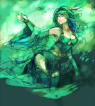  breasts bridal_gauntlets cleavage final_fantasy final_fantasy_iv green_eyes green_hair green_legwear green_leotard leotard long_hair medium_breasts rydia seto_(sepcloud) solo 