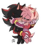  amy_rose anthro blush clothing duo female hairband hedgehog hug low_res male male/female mammal na-n1 shadow_the_hedgehog signature simple_background sonic_(series) video_games 