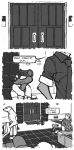  anthro bear canine clothing coat comic dialogue disgusted disney door duke_weaselton english_text fox fur luraiokun male mammal monochrome mustelid necktie nick_wilde polar_bear text towel weasel zootopia 