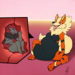  arcanine blush bulge canine female internal male mammal nintendo pok&eacute;mon pok&eacute;mon_(species) rai same shaleh shikaro size stomach video_games vore zoroark 