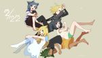  3boys :3 animal_ears barefoot black_hair black_pants black_shirt blonde_hair blush braid capri_pants cat_day cat_ears closed_eyes dark_skin dark_skinned_male dress gladio_(pokemon) green_eyes green_hair green_shorts hair_over_one_eye hau_(pokemon) highres kemonomimi_mode lillie_(pokemon) long_hair long_sleeves miu_(miuuu_721) mizuki_(pokemon) multiple_boys multiple_girls open_mouth orange_shorts pants pokemon pokemon_(game) pokemon_sm ponytail see-through shirt short_hair short_sleeves shorts simple_background sitting sleeveless sleeveless_dress striped striped_shirt tied_shirt torn_clothes twin_braids white_dress you_(pokemon) 