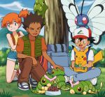  butterfree caterpie kasumi_(pokemon) metapod pikachu pokemoa pokemon pokemon_(anime) satoshi_(pokemon) takeshi_(pokemon) 