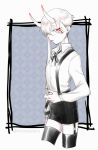  clothed clothing hair horn humanoid long_nails male momosorairo multi_eye not_furry oni red_eyes shirt solo suspenders white_hair 