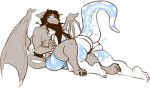  anthro butt canine clothed clothing dragon duo female hair hybrid jintonic male male/female mammal pecs reptile scalie sitting smile snake thick_thighs underwear wings 