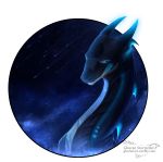  ambiguous_gender blue_eyes blue_theme digital_media_(artwork) dragon feral horn hydlunn night outside sky solo spines star starry_sky 
