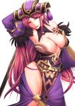  breasts elbow_gloves fire_emblem fire_emblem_heroes gloves harihisa large_breasts loki_(fire_emblem_heroes) long_hair looking_at_viewer orange_eyes pink_hair simple_background smile solo white_background 