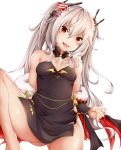  :d ass_visible_through_thighs azur_lane bangs bare_legs bare_shoulders black_dress black_ribbon blue_bow bow breasts calligraphy_brush_(medium) china_dress chinese_clothes cleavage_cutout collarbone covered_navel covered_nipples cross detached_sleeves dress fang feet_out_of_frame fur_trim graphite_(medium) hair_between_eyes hair_bow hair_ornament hair_ribbon halterneck head_tilt headgear heart heart_hair_ornament highres holding inverted_cross kana616 leg_up long_hair looking_at_viewer open_mouth paintbrush pink_bow red_dress red_eyes ribbon shiny shiny_hair shiny_skin side_slit sidelocks silver_hair simple_background sleeveless sleeveless_dress slit_pupils small_breasts smile solo striped tassel thighs traditional_media tsurime twintails vampire_(azur_lane) white_background 