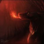  digital_media_(artwork) dragon feral fire hydlunn red_theme smile solo teeth yellow_eyes 