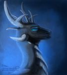  ambiguous_gender blue_background blue_eyes digital_media_(artwork) dragon feral horn hydlunn mammal simple_background smile solo 