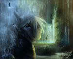  blue_eyes detailed_background digital_media_(artwork) dragon hair hydlunn open_mouth scales teeth white_hair 