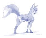  2018 animal_genitalia animal_penis anus balls canine canine_penis feral fox looking_at_viewer looking_back male mammal penis penis_tip presenting raised_leg raised_tail sheath sketch solo taurin_fox 