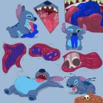  2017 4_fingers 4_toes alien antennae back_markings back_spines balls black_eyes blue_claws blue_fur blue_nose claws da~blueguy death dipstick_antennae disney experiment_(species) feces fur lilo_and_stitch male markings notched_ear open_mouth open_smile penis pooping saliva scat skull smile squint stitch toes vore why 