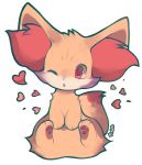  artist_name fennekin foxlett full_moon gen_6_pokemon heart moon no_humans one_eye_closed paws pokemon pokemon_(creature) red_eyes simple_background sitting solo white_background 