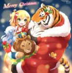  &lt;3 2018 anthro black_fur black_stripes black_tail blonde_hair box brown_fur brown_mane cheek_tuft chest_tuft chibi christmas clothed clothing crown digital_media_(artwork) english_text feline female fully_clothed fur giraffe_(artist) green_eyes grey_hair group hair hair_bow hair_ribbon hi_res holidays human jacket king lam-chan light_skin lion lion-san male mammal mane merry_christmas multicolored_fur multicolored_tail muscular muscular_male open_mouth orange_fur orange_tail pantherine pecs pink_nose poniko red_clothing red_topwear ribbons royalty signature smile standing striped_fur striped_tail stripes text tiger tuft whiskers white_fur white_tail yellow_eyes 