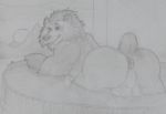  anus balls bathing bear big_butt butt looking_at_viewer male mammal nude overweight panda presenting presenting_anus puffy_anus sillywerwolf slightly_chubby solo traditional_media_(artwork) 