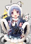  :d animal animal_hood animal_on_shoulder animal_print azur_lane bangs binoculars bird blue_coat blue_hair blush buttons capelet cat_hood censored chang_chun_(azur_lane) chick coat cowboy_shot cub deal_with_it dot_nose drill_hair eyebrows eyebrows_visible_through_hair eyelashes eyes_visible_through_hair fur_trim hair_intakes hair_ornament hood hood_up hooded_capelet jewelry legs_apart long_hair long_sleeves looking_at_viewer machinery miniskirt number open_mouth outline paw_print pink_eyes polka_dot polka_dot_background red_star s_nyaau short_hair_with_long_locks sidelocks single_earring skirt sleeves_past_wrists smile solo standing star sunglasses teeth tiger tiger_print tongue white_tiger wide_sleeves 