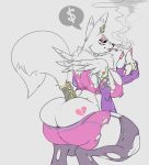  $ anthro big_breasts big_butt breasts butt cigarette clothed clothing digimon female garter huge_butt makeup nipple_bulge prostitution renamon skimpy smoke solo strikeanywhere thick_thighs torn_clothing torn_tights voluptuous 