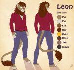  barefoot character_name clothed clothing feline fully_clothed gothwolf leon_(oletobyboy) lion male mammal model_sheet oletobyboy 