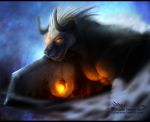  black_bars digital_media_(artwork) dragon feral horn hydlunn lantern smile solo yellow_eyes 