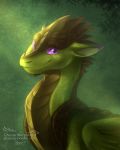 ambiguous_gender digital_media_(artwork) dragon feral green_background green_scales hydlunn looking_at_viewer membranous_wings purple_eyes scales simple_background smile solo standing wings 