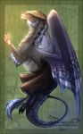  blue_hair claws digital_media_(artwork) dragon feral hair hat hydlunn membranous_wings solo wings 