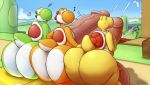  anthro big_butt bulgefan butt casual_ejaculation cum green_yoshi group huge_butt hyper hyper_butt hyper_penis koopa_troopa kosmonius male mario_bros nintendo orange_yoshi penis reptile scalie shell short_tail shy thick_thighs turtle video_games voluptuous wide_hips yoshi 