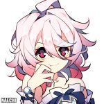  1girl bare_shoulders blush elsword eyebrows_visible_through_hair eyelashes fang gem gradient_hair highres laby_(elsword) multicolored_hair naechi_(rayichan) short_hair smile 