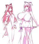  bikini breasts flat_chest gigantic_breasts gloves majikina_mina multiple_girls nakoruru q_azieru revealing_clothes samurai_spirits snk swimsuit 