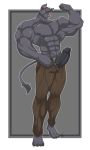  anthro clothed clothing erection feline flexing humanoid_penis male mammal muscular muscular_male oppaioppaioppai pecs penis penis_through_fly poking_out smile solo standing topless vein 