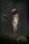  2011 breasts dark demon female fog folklore foxia grass horse_skull human human_only jewelry mammal melee_weapon mythology necklace nightmare_fuel nipples nude pubes rapier rock skull solo sword weapon why 