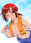 breasts commentary_request graphite_(medium) hino_akane_(smile_precure!) looking_at_viewer medium_hair millipen_(medium) onnaski precure red_eyes red_hair small_breasts smile_precure! solo traditional_media 