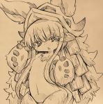  :o animal_ears eyebrows_visible_through_hair highres looking_at_viewer made_in_abyss mitsuba-sama_(milkba-ng) nanachi_(made_in_abyss) open_mouth simple_background sketch solo upper_body 
