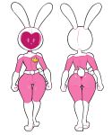  2018 5_fingers anthro armor belt boots breasts clenched_fists clothing digital_media_(artwork) female footwear gloves helmet hi_res lagomorph mammal miscon model_sheet one_piece_suit pinku_(miscon) rabbit rear_view simple_background small_breasts solo standing thick_thighs thigh_gap tight_clothing uniform visor white_background 