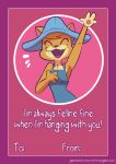  2018 4_fingers anthro breasts brown_fur cat digital_media_(artwork) english_text eyes_closed fangs feline female fur gabbah hat holidays lily_(gabbah) mammal open_mouth pose raised_arm simple_background smile solo text valentine&#039;s_day 