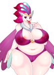  2018 anthro areola belly big_breasts big_thighs breasts clothing digital_media_(artwork) female huge_breasts matospectoru my_little_pony my_little_pony_the_movie navel nipples overweight pussy queen_novo_(mlp) simple_background solo thick_thighs tongue tongue_out translucent transparent_clothing white_background 