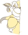  anthro big_breasts breasts camel_toe clothed clothing female food huge_breasts hyper hyper_breasts jintonic mammal mustelid otter overweight pancake solo standing tall 