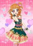 aikatsu! bare_shoulders blush dress gloves oozora_akari orange_hair short_hair side_ponytail smile violet_eyes 